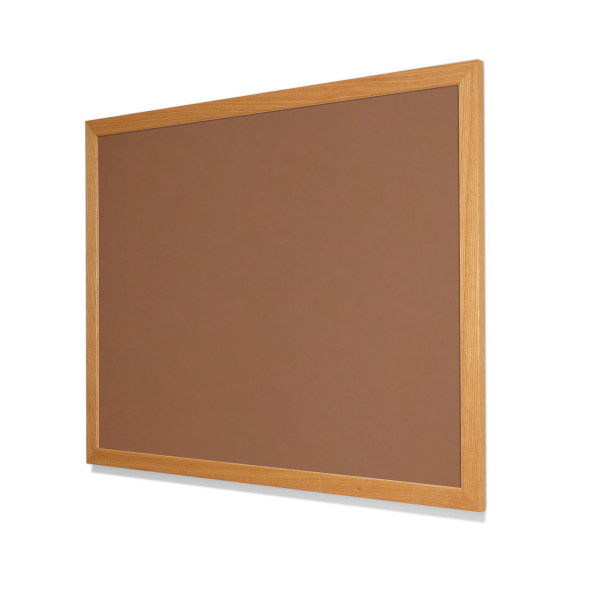 2166 Nutmeg Spice Colored Cork Forbo Bulletin Board with Red Oak Frame